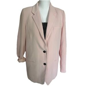 Zara Women's Light Pink Blazer‎ Size Small Oversized 2-Button Pockets Lined Vent